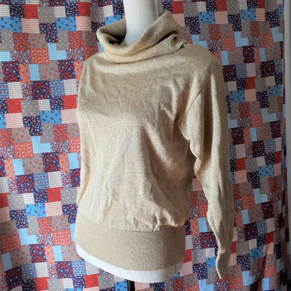 Vintage 1980s I. B. Diffusion Sparkly Gold Sweater Size Small - Picture 6 of 11